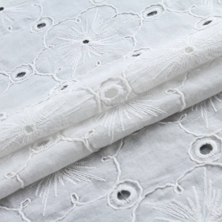 HA-17481 2024 pure white lace 100% cotton white embroidery cord fabric for dress