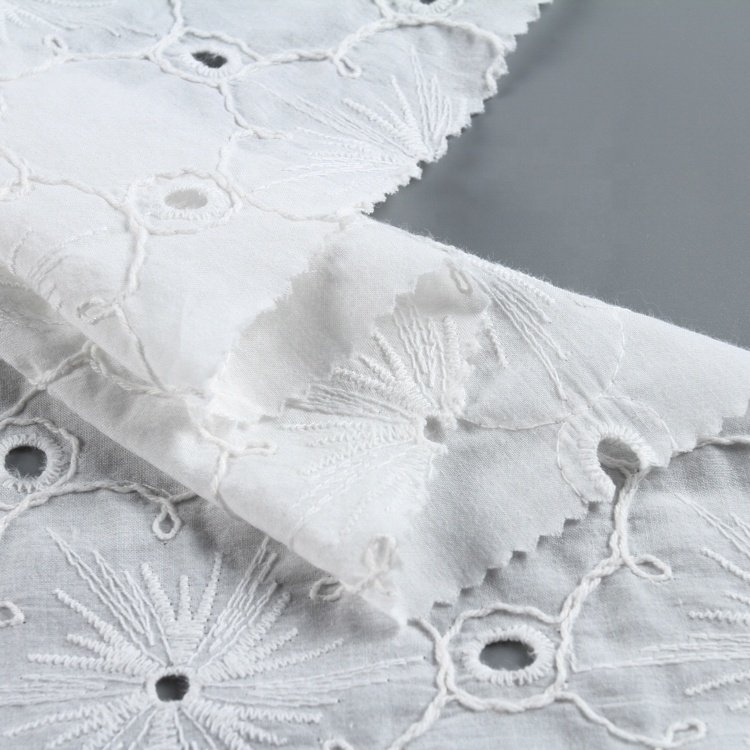 HA-17481 2024 pure white lace 100% cotton white embroidery cord fabric for dress