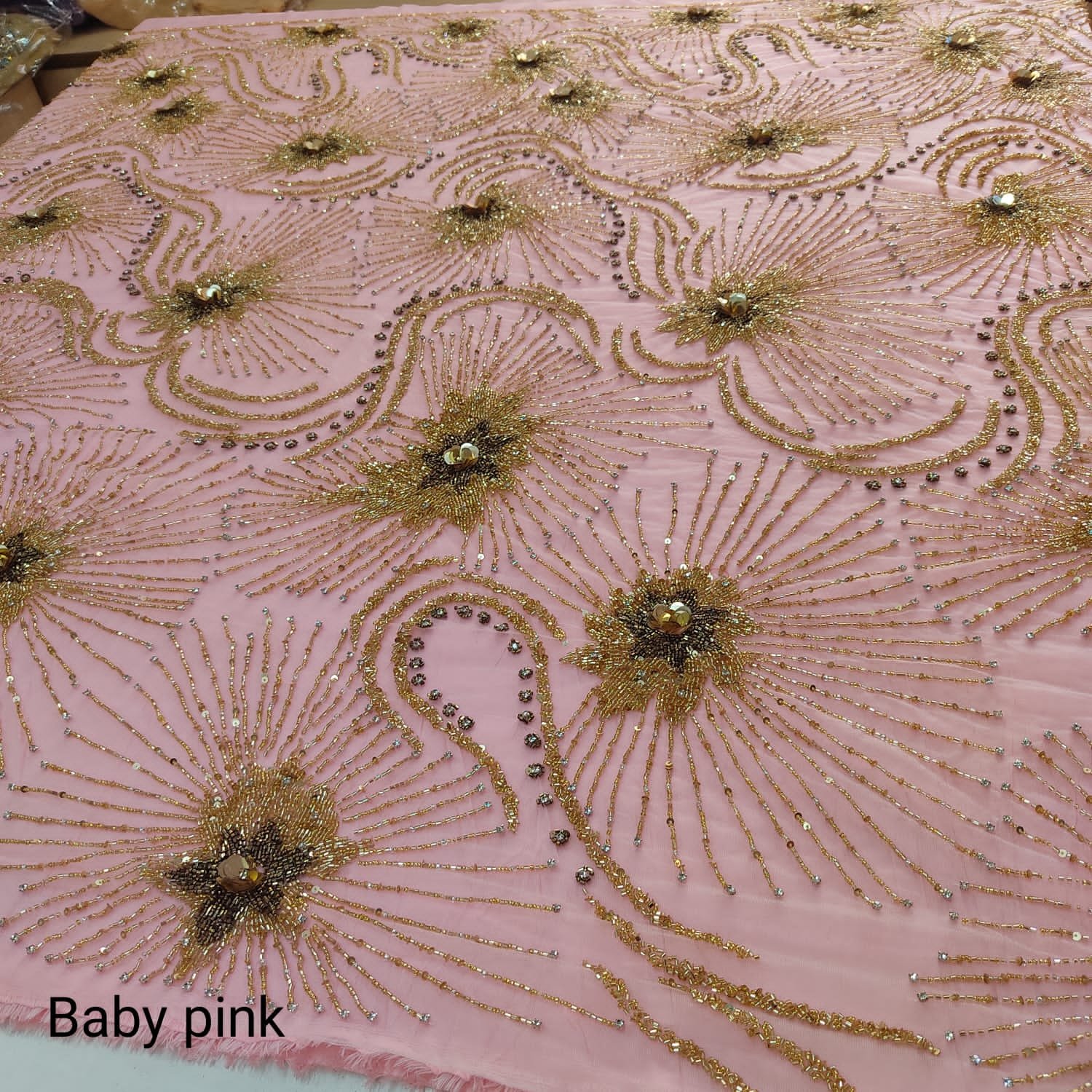 Wholesale Supply of Handmade Beaded Voile Fabric for Multi-Type Weddings Dresses for Wedding Use from India