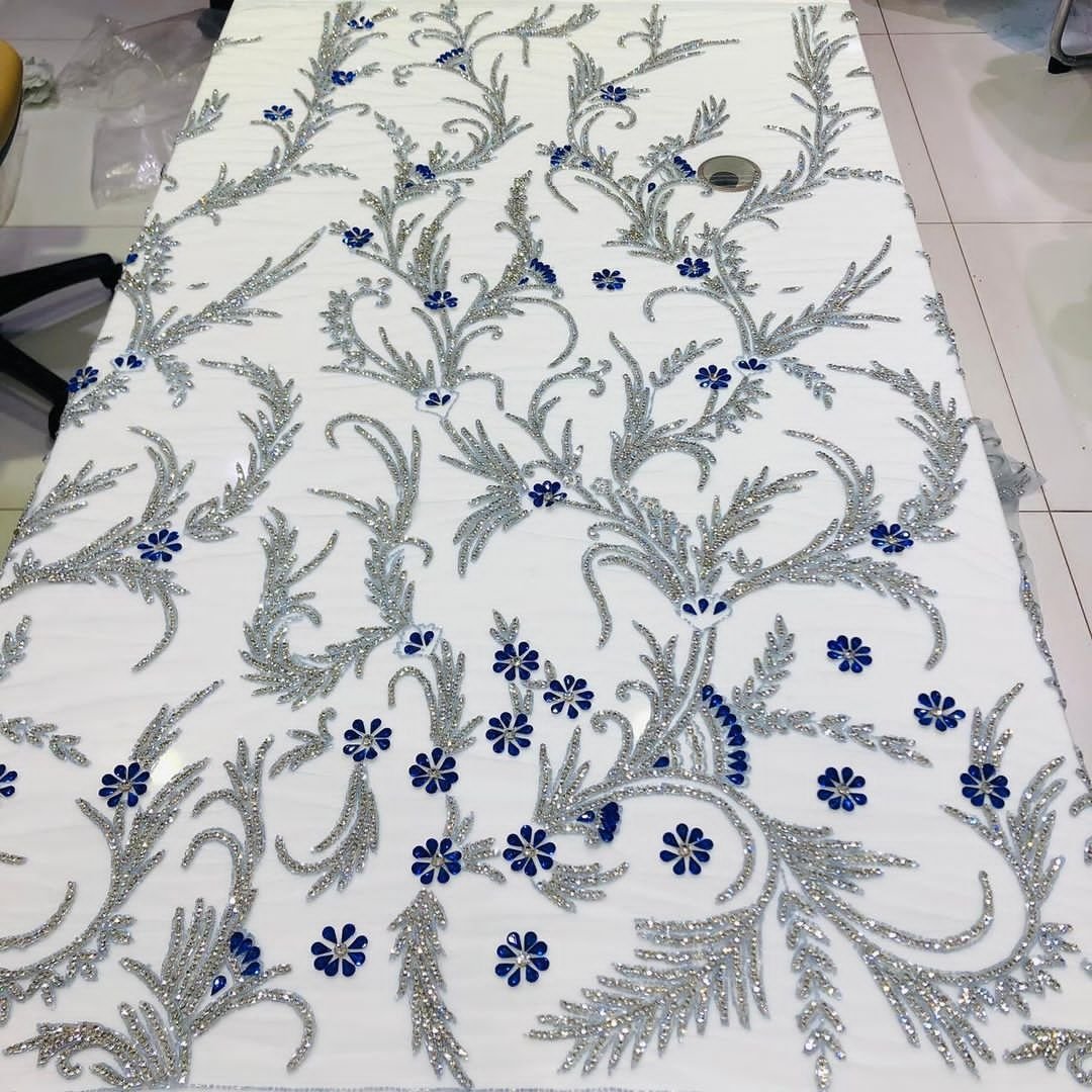 Wholesale Supply of Handmade Beaded Voile Fabric for Multi-Type Weddings Dresses for Wedding Use from India