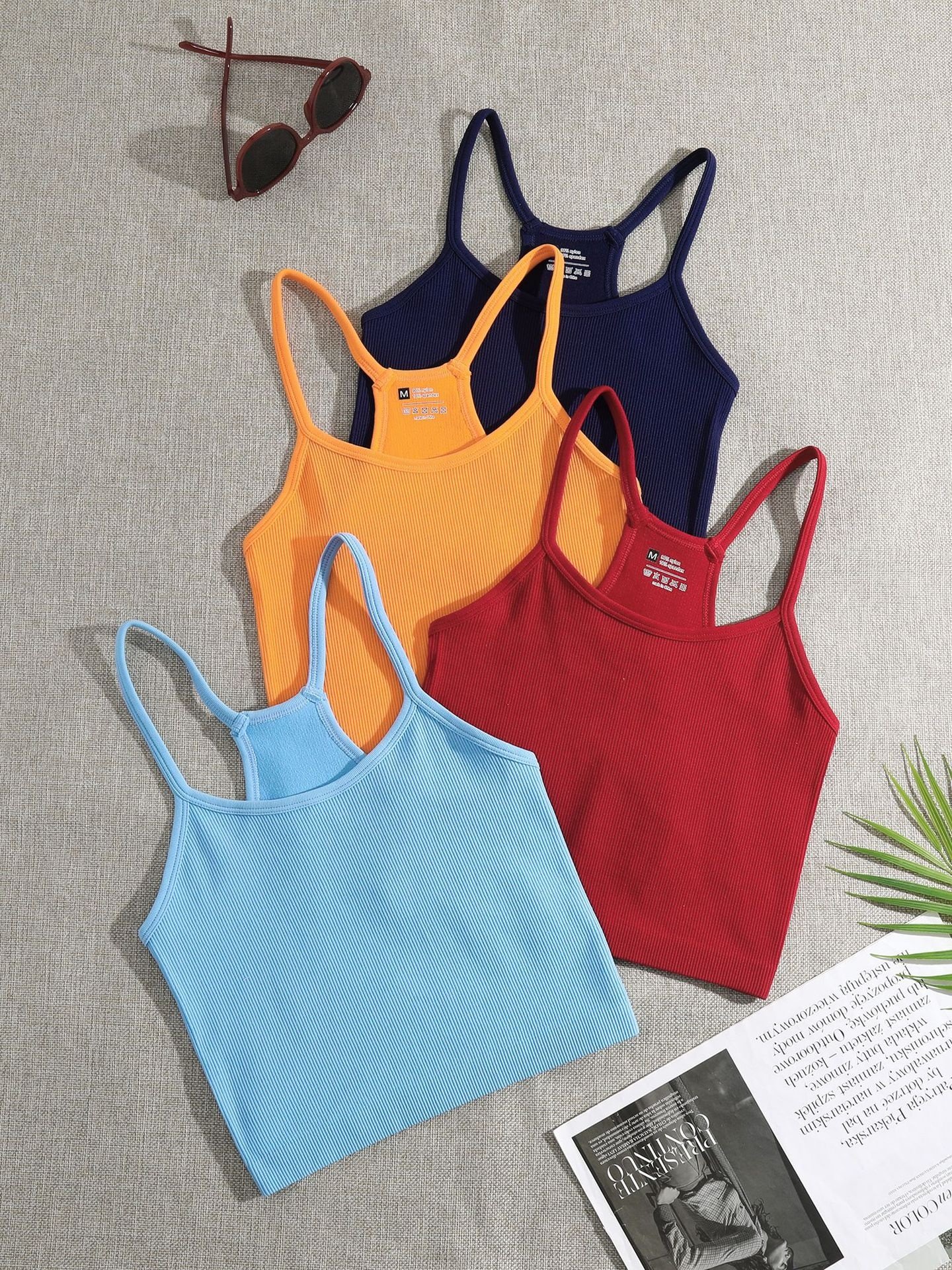 Wholesale Slim Fit Plain Cropped Top Classic Ribbed Knit Blank Crop Top Tank Top
