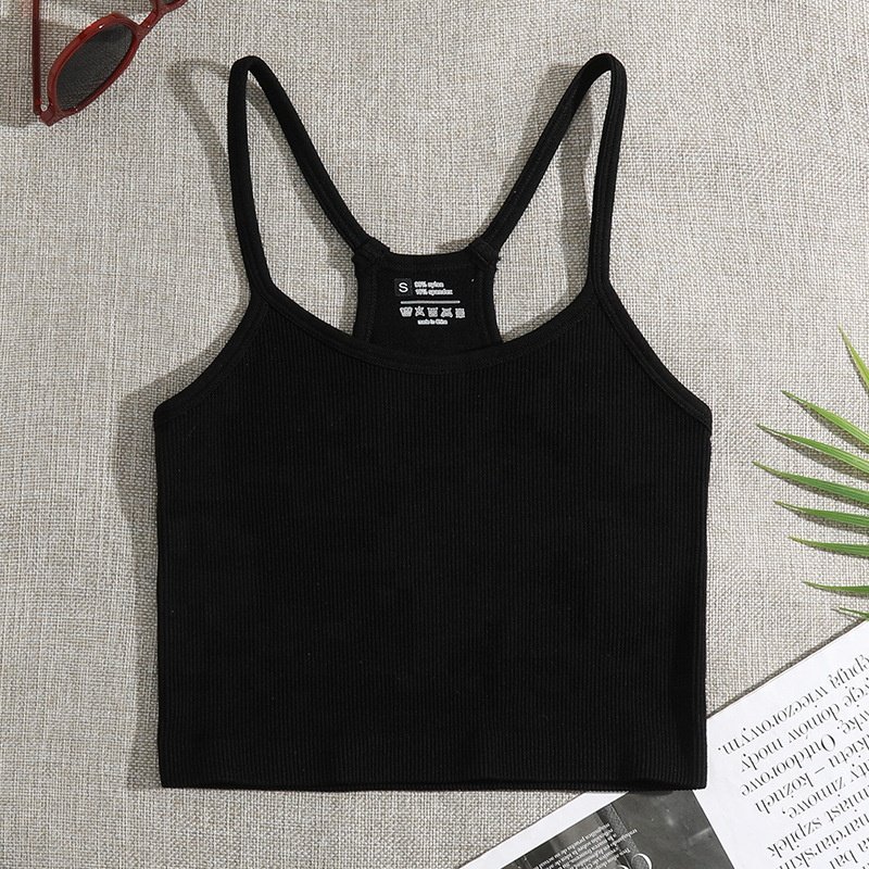 Wholesale Slim Fit Plain Cropped Top Classic Ribbed Knit Blank Crop Top Tank Top