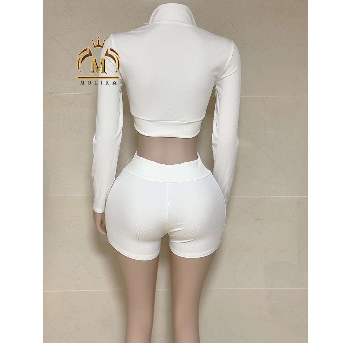 Wholesale Spring Fall Custom Logo Women's Outfits Crop Top Hoodie Shorts Ribbed Knit Matching Set Jogger Women Two Piece Sets