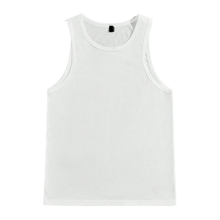 custom logo gym workout quick dry elastin ribbed fleece 100% cotton blank solid regular knit basic undershirts tank top