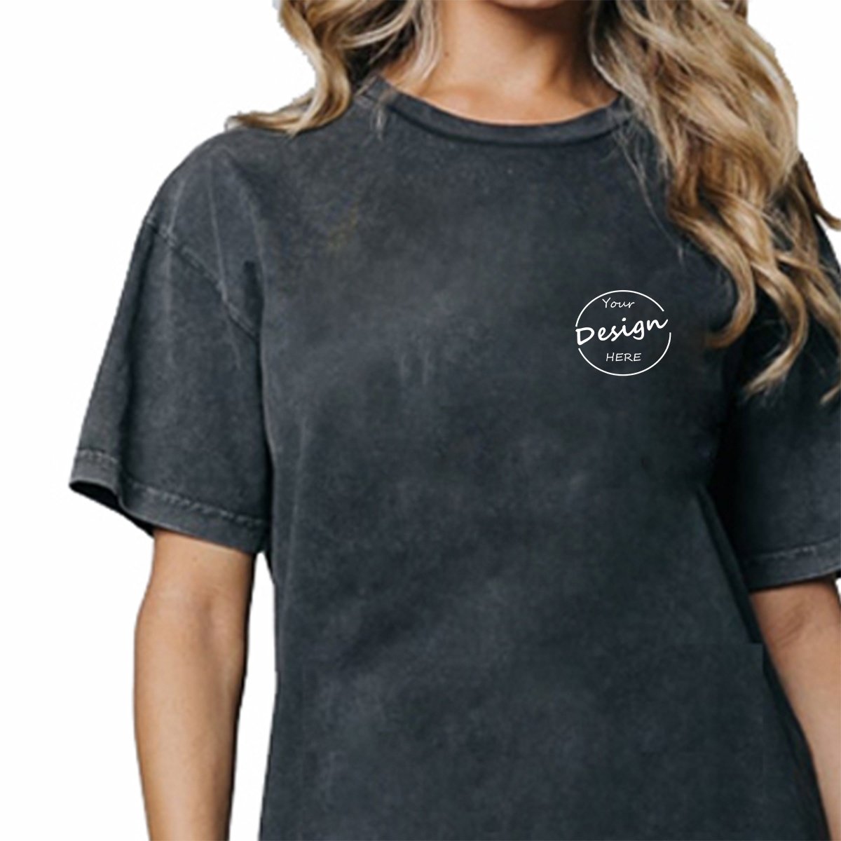 Custom Stone Washed T Shirts Wholesale Screen Print Ladies Blank T Shirt Dress Loose Plain Women's Summer T-shirt Dress Cotton