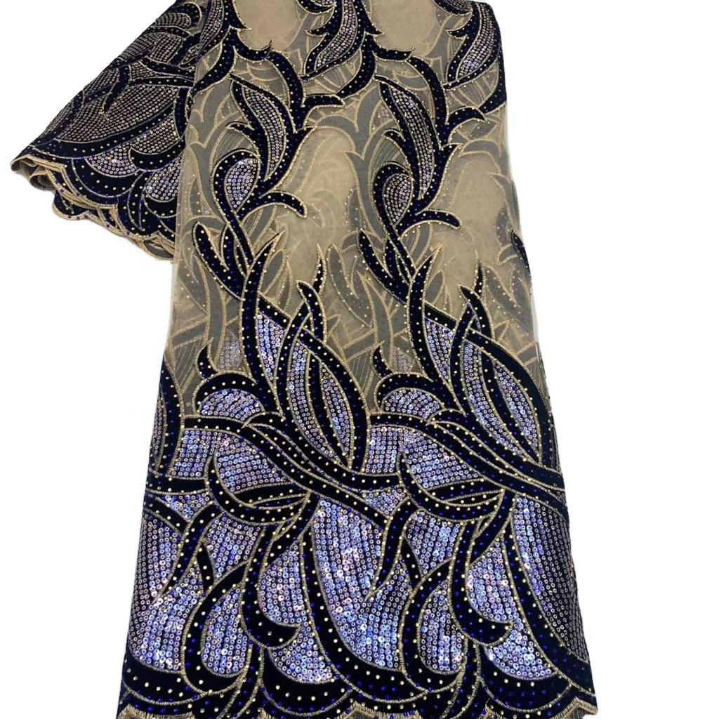 Velvet Lace Fabric Sequins Net Embroidery Tulle Africa Velvet Plaid Brocade Fabric Jacquard Woven Polyester Jacquard Weft 2kg