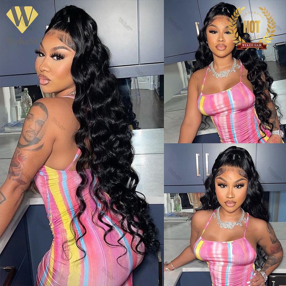 Brazilian 100% Human Hair Vendors Body Wave Lace front Wigs,30 40Inch Natural Swiss HD Transparent Lace Frontal Wig