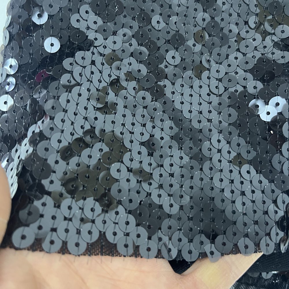 New high quality 7mm spangle polyester mesh fabric sequin embroidered fabric for fashion dress