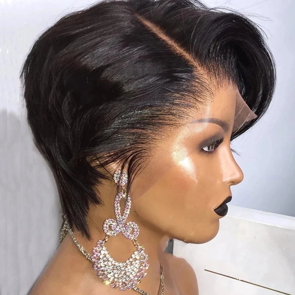 Raw Vietnamese Hair T Part Wigs Under 40$ Cuticle Aligned Hair Pixi Cut Wig Lace Frontal 13x4 Pixie Wig With Baby Hair