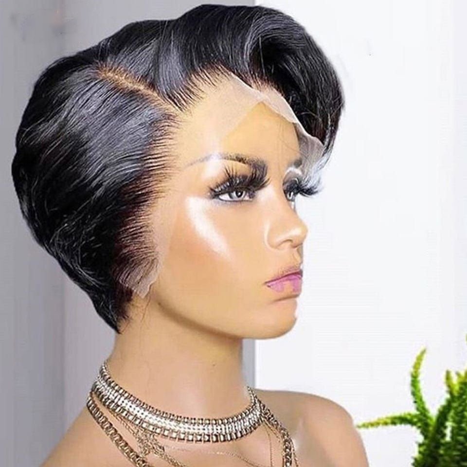 Raw Vietnamese Hair T Part Wigs Under 40$ Cuticle Aligned Hair Pixi Cut Wig Lace Frontal 13x4 Pixie Wig With Baby Hair