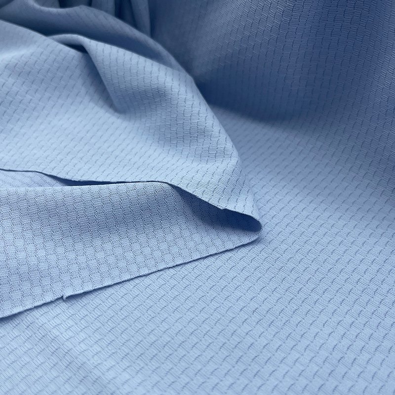 Wholesale High Elastic UV Resistant Polyester Spandex Corn Check Jacquard Fabric Rib Style Sunscreen Knitted Fabric for Swimwear
