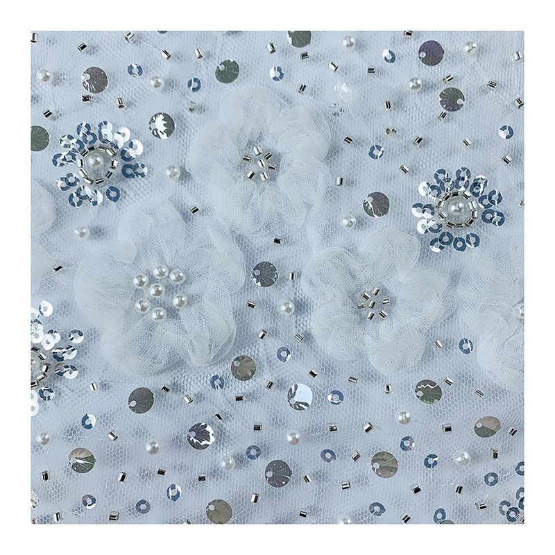 Good quality factory directly Net cloth bead piece 100% polyester embroidery for dress