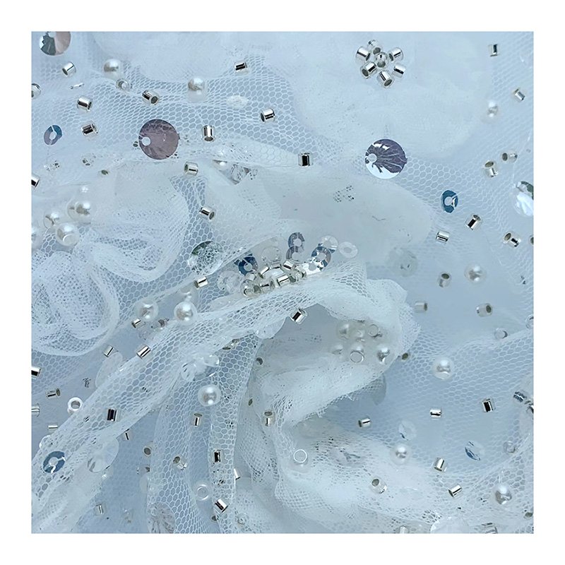 Good quality factory directly Net cloth bead piece 100% polyester embroidery for dress