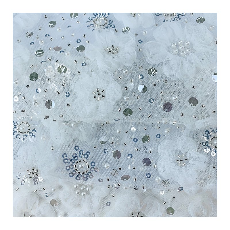 Good quality factory directly Net cloth bead piece 100% polyester embroidery for dress