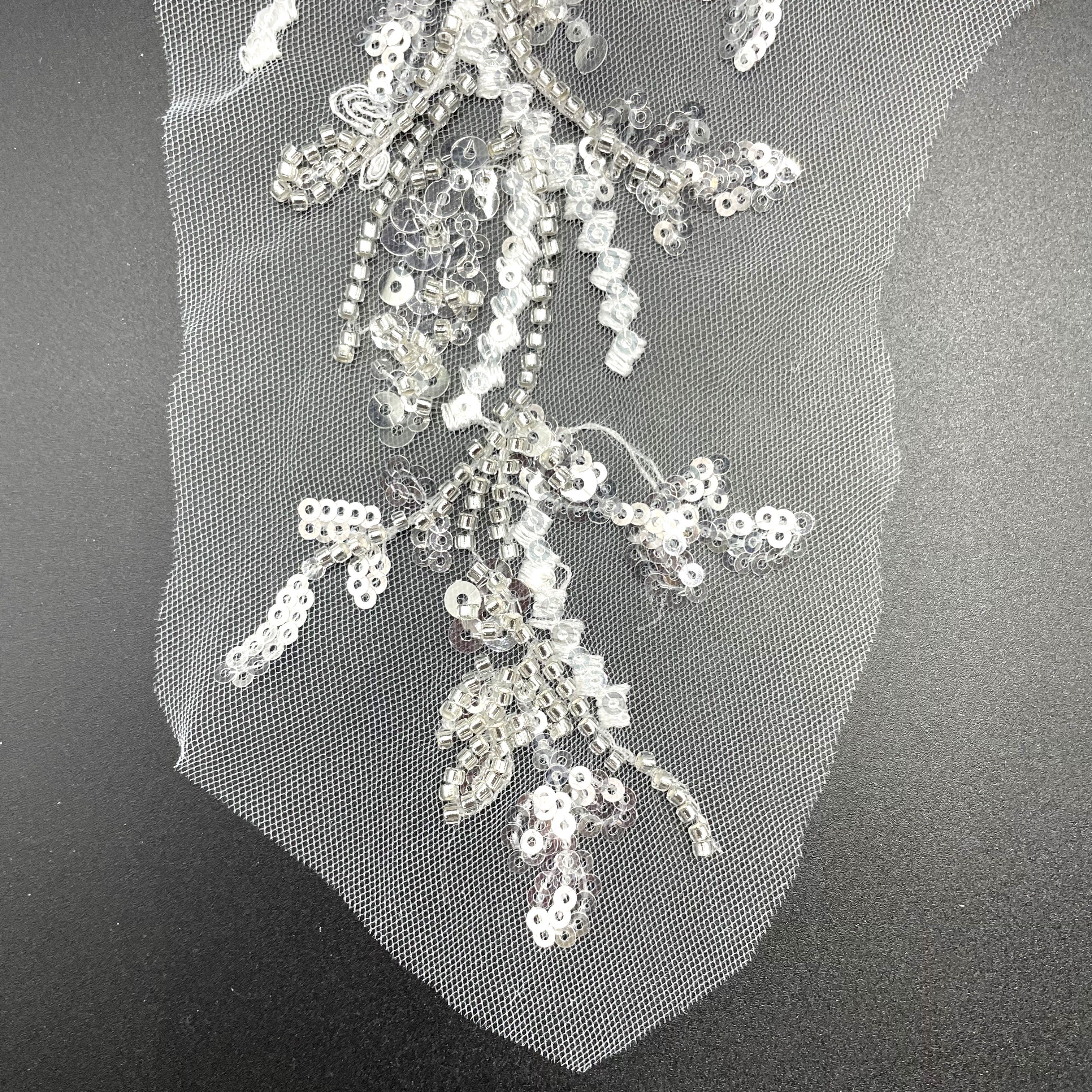 Factory direct 3D flower beaded trim lace embroidered ribbon