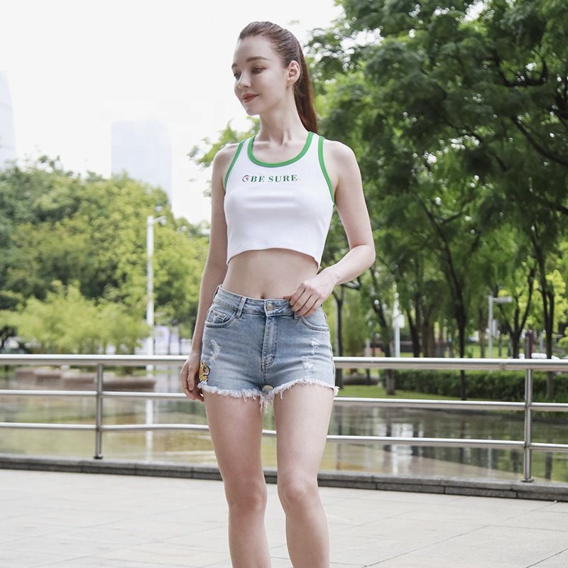 Wholesale Rib Knitted Sleeveless Cropped Top Vest Women Summer Streetwear Casual Solid Slim Knit Tanks Top