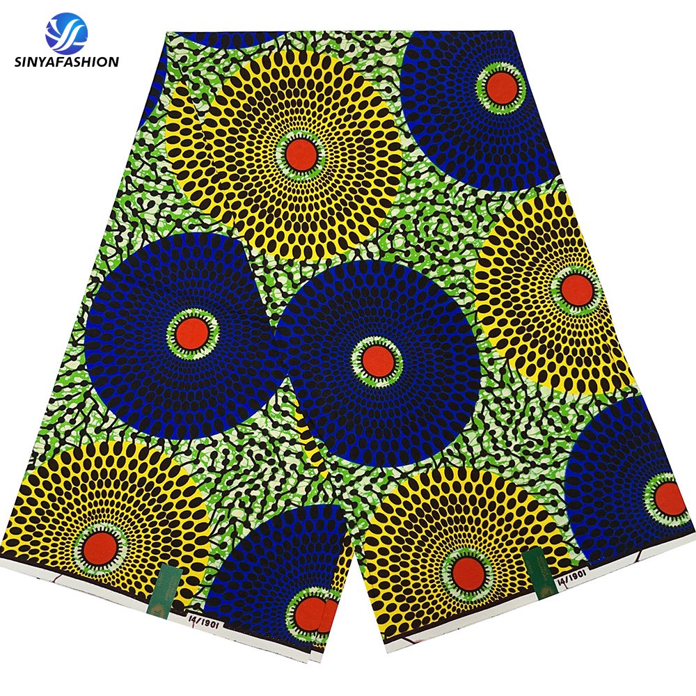 Sinya 100% Cotton african fabrics wax prints 6 Yards For Women Dress
