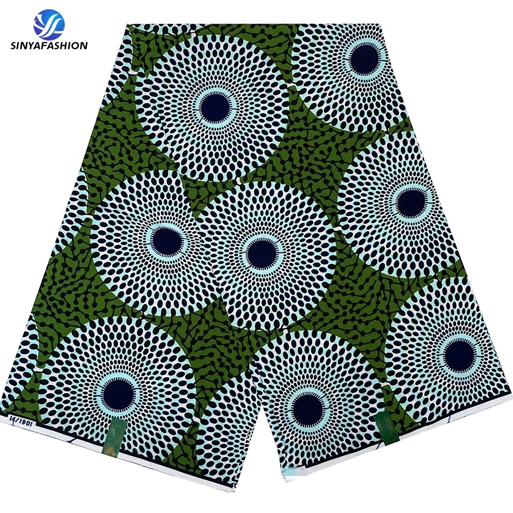 Sinya 100% Cotton african fabrics wax prints 6 Yards For Women Dress