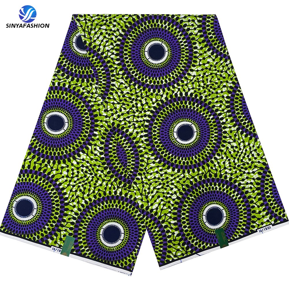 Sinya 100% Cotton african fabrics wax prints 6 Yards For Women Dress