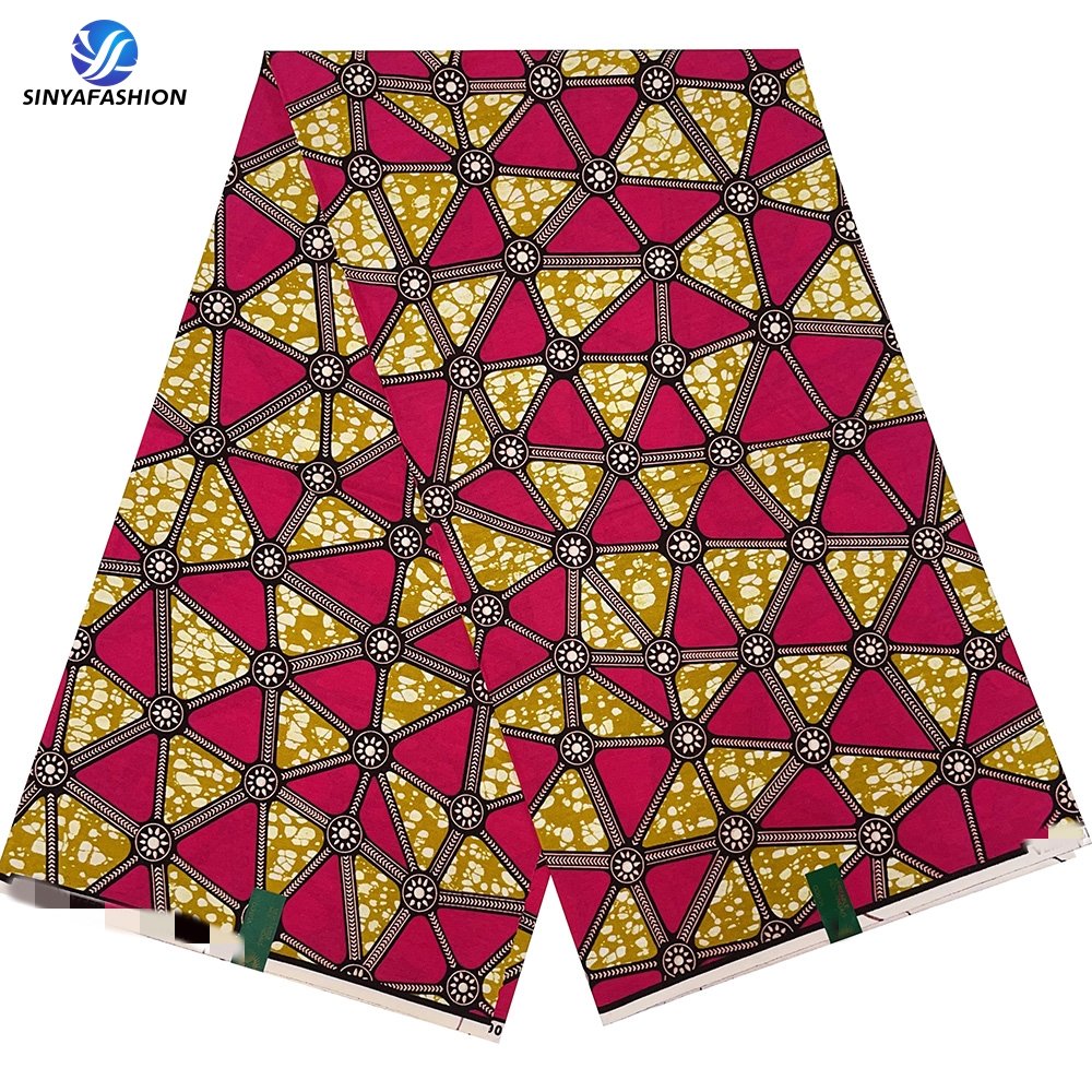 Sinya 100% Cotton african fabrics wax prints 6 Yards For Women Dress