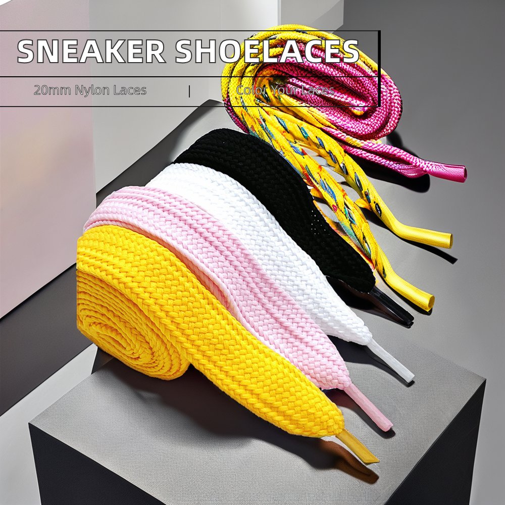 Fashionable 20mm Extra Wide Flat Shoelaces 2cm Shoe Laces for Sneakers Colorful and Stylish