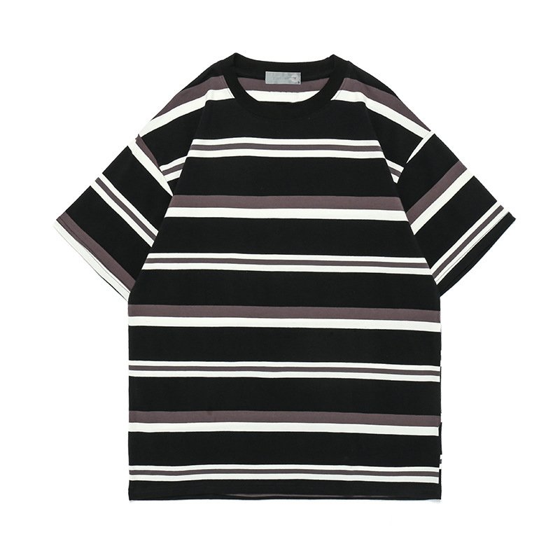 Oversized Turn-down Collar 100% Cotton Rugby Shirt Long Sleeve T-shirt Men Ribbed Cuffs Striped fabric T Shirt