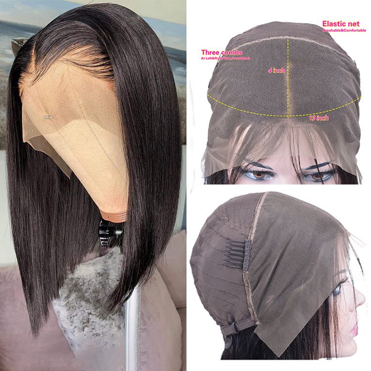 Lace front wigs Brazilian virgin human hair wigs lace frontal short bob wig 100% cuticle aligned human hair for black women