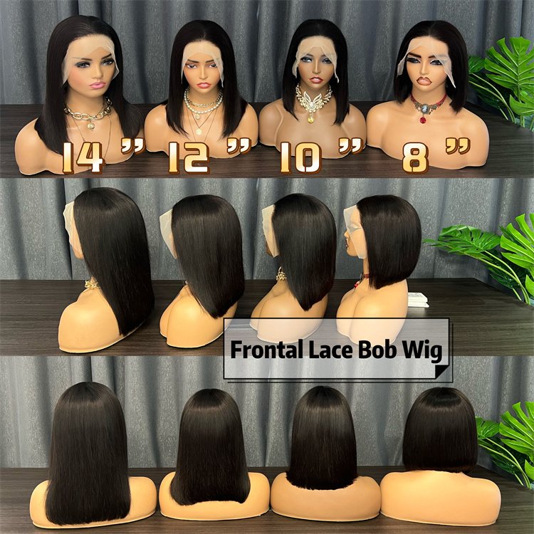 Lace front wigs Brazilian virgin human hair wigs lace frontal short bob wig 100% cuticle aligned human hair for black women