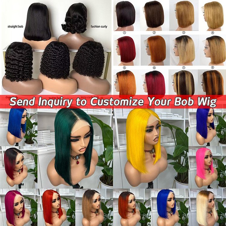 Lace front wigs Brazilian virgin human hair wigs lace frontal short bob wig 100% cuticle aligned human hair for black women