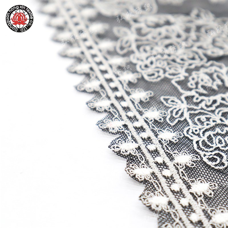 Elegant Design Line Pattern Pattern 17cm White Black Embroidered Lace Underwear mesh