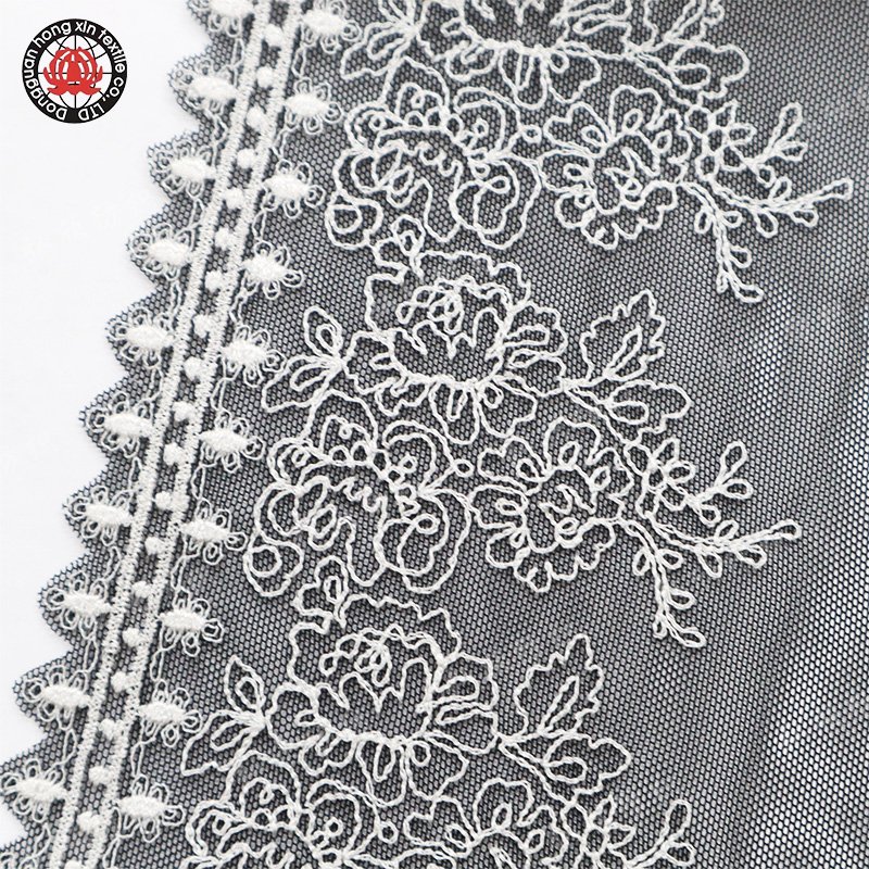 Elegant Design Line Pattern Pattern 17cm White Black Embroidered Lace Underwear mesh