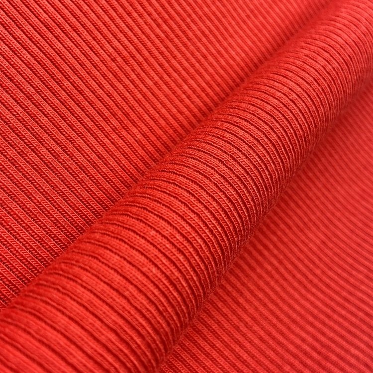 Heavy weight ribbed 290GSM cotton rayon spandex custom solid 2x2 rib knit fabric for sweater tops
