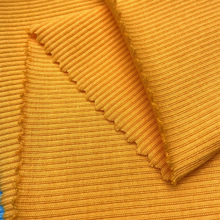 Heavy weight ribbed 290GSM cotton rayon spandex custom solid 2x2 rib knit fabric for sweater tops
