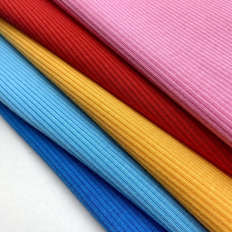 Heavy weight ribbed 290GSM cotton rayon spandex custom solid 2x2 rib knit fabric for sweater tops