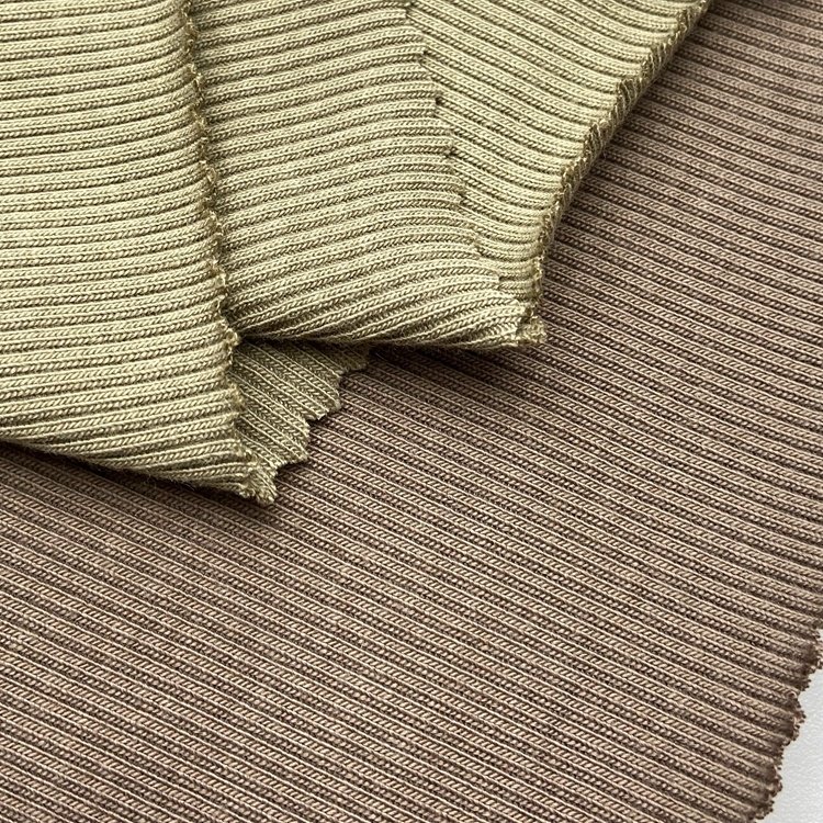 Heavy weight ribbed 290GSM cotton rayon spandex custom solid 2x2 rib knit fabric for sweater tops