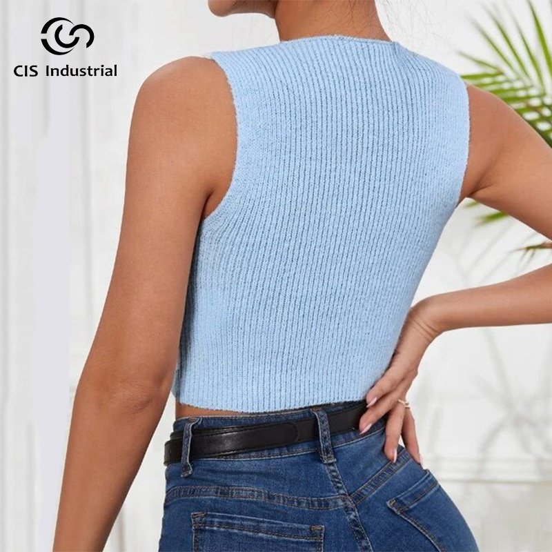 y2k sexy pearls drilled hollow out crop top knitted sleeveless sweater for women casual vest cropped ribbed tank top