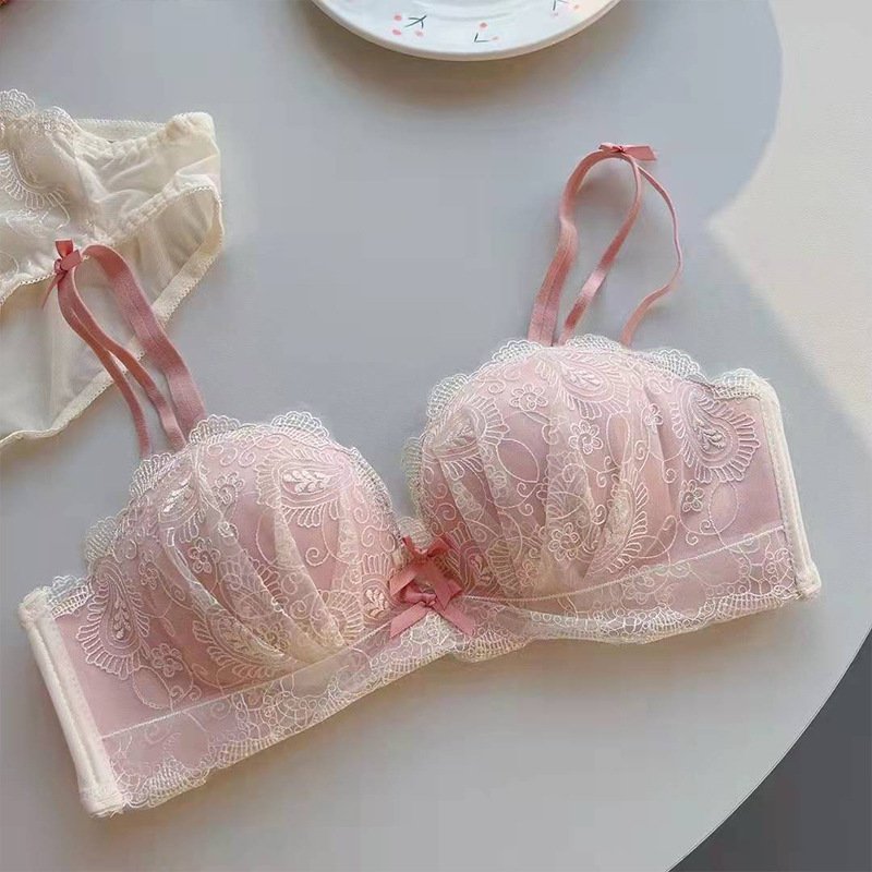 Lace Breathable Without Steel Ring In The Thick Side Retraction Sexy Plus Size And High Waist Women'S Underwear