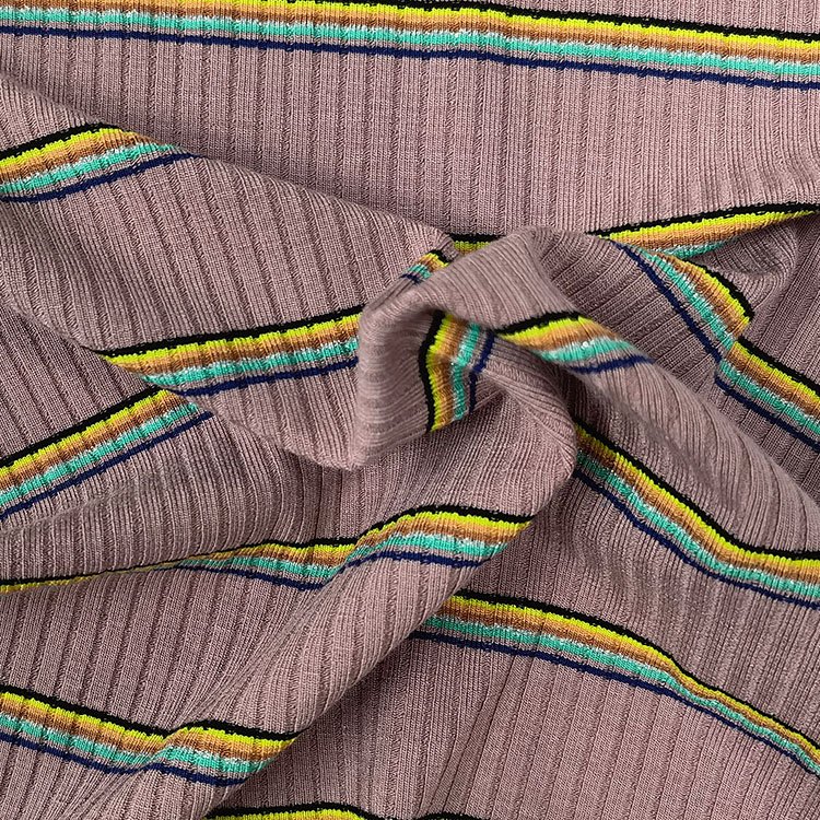 Wholesale 250gsm yarn dye vortex spinning rayon polyester 4x2 spandex rib fabric for clothing