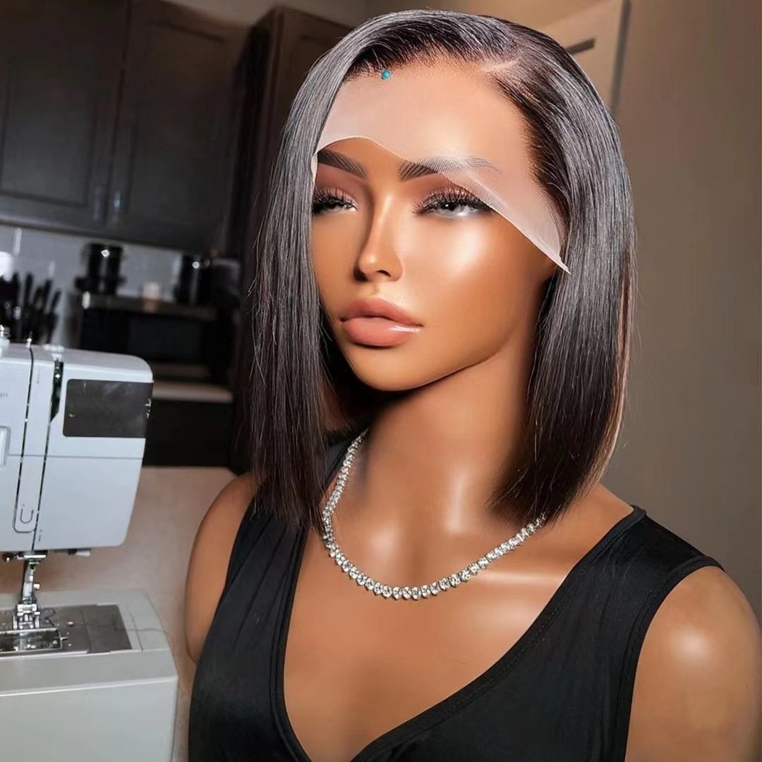 Hot Sale Lace Frontal Natural Black Straight BOB Short Human Hair Wigs