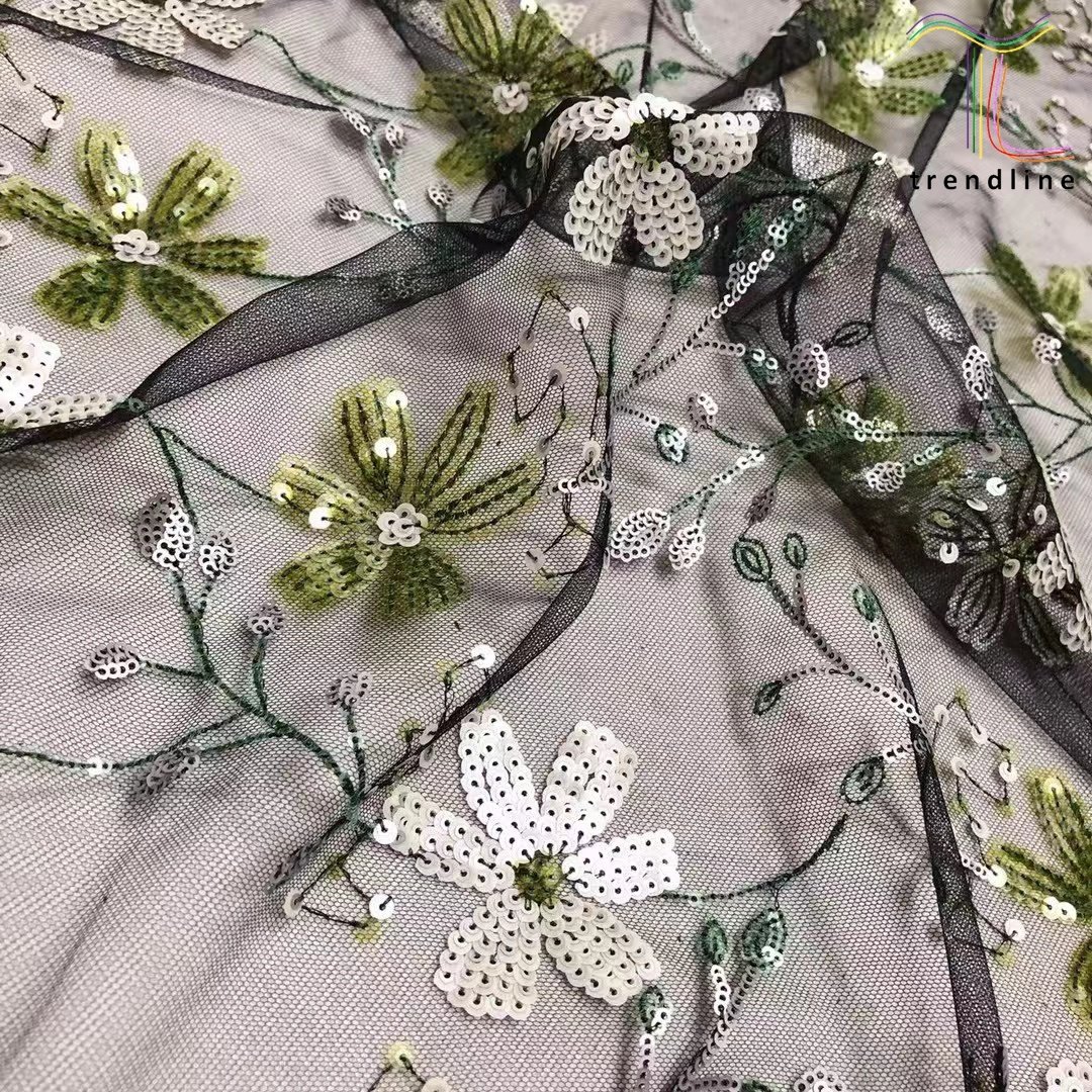 2025 five leaf 3D flower luxury sequin embroidered sequin african nigerian lace fabric for women wedding bridal dress