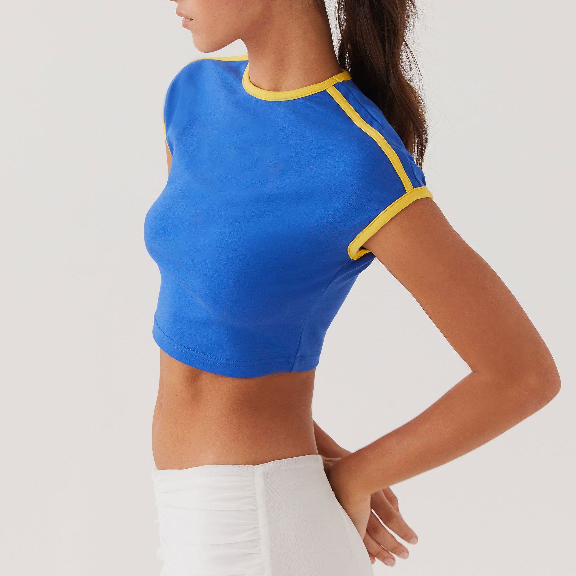 High Quality T Shirt Puff Print Logo Custom Casual Lady Crop Tops T Shirt Women's Clothing