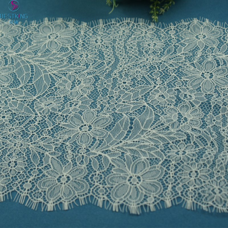 cheap high quality rigid Eyelash galloon Lace Chantilly eyelash Lace fabric