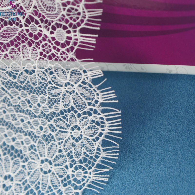 cheap high quality rigid Eyelash galloon Lace Chantilly eyelash Lace fabric