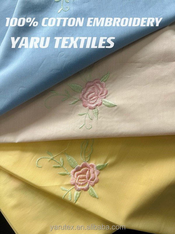 Hot sale 100% cotton embroidery fabric for bedsheets in changxing