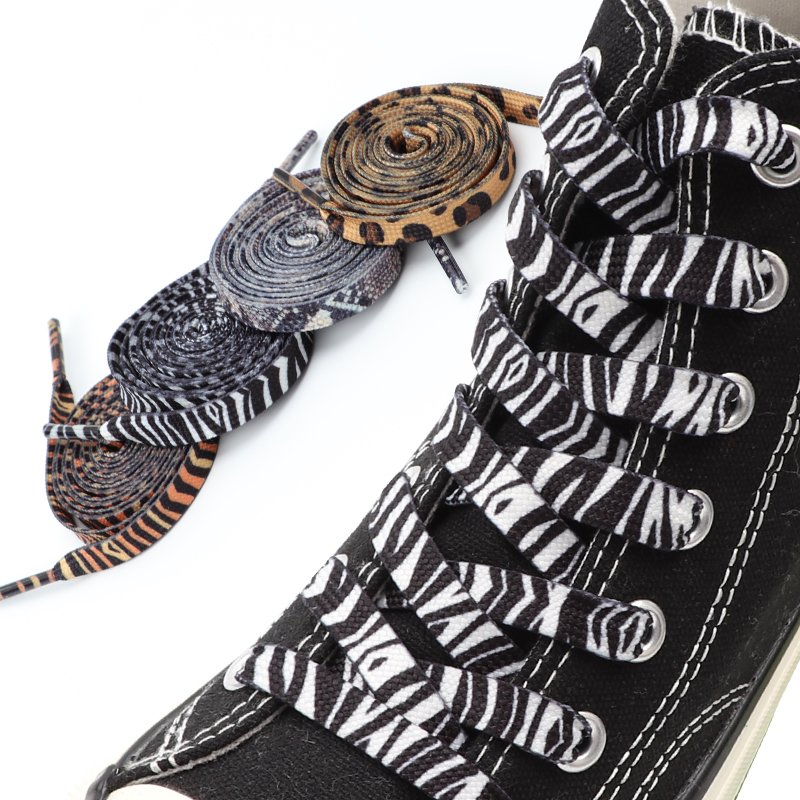 Leopard Shoelace Classic Animal Prints Leopard Zebra Tiger Snake Pattern Sports Shoelace Flat High-top Canvas Sneakers Women Men