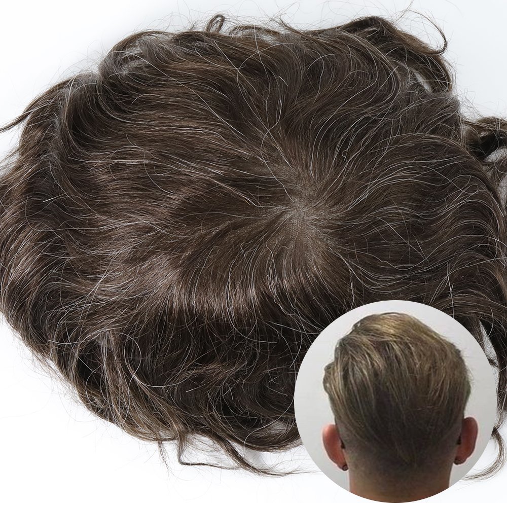 EMEDA Bleach Knots Light Density Natural Hairline Full French Lace human Hair Replacement System Men Toupee