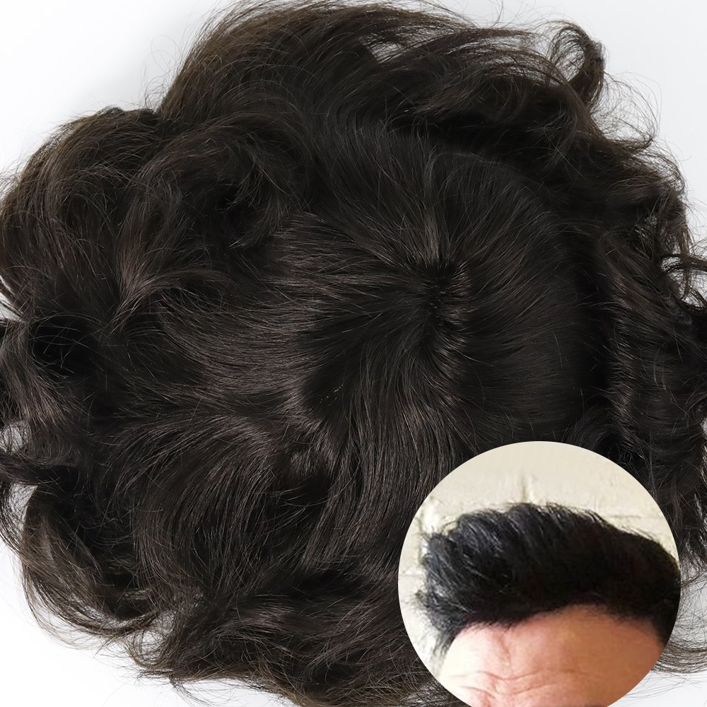 EMEDA Bleach Knots Light Density Natural Hairline Full French Lace human Hair Replacement System Men Toupee