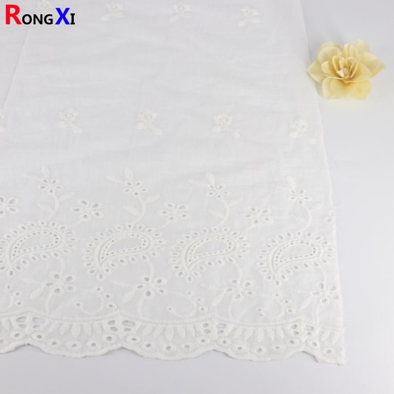 RXF1158 Embroidery cutwork lace fabric Cotton Shirting Fabric