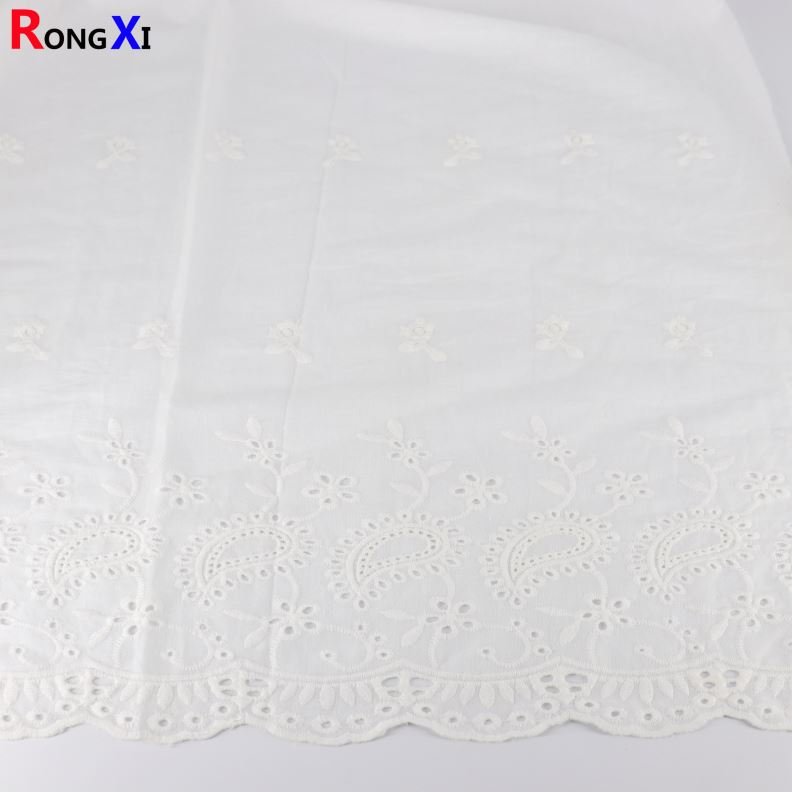 RXF1158 Embroidery cutwork lace fabric Cotton Shirting Fabric