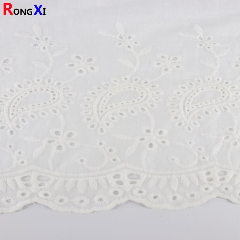 RXF1158 Embroidery cutwork lace fabric Cotton Shirting Fabric